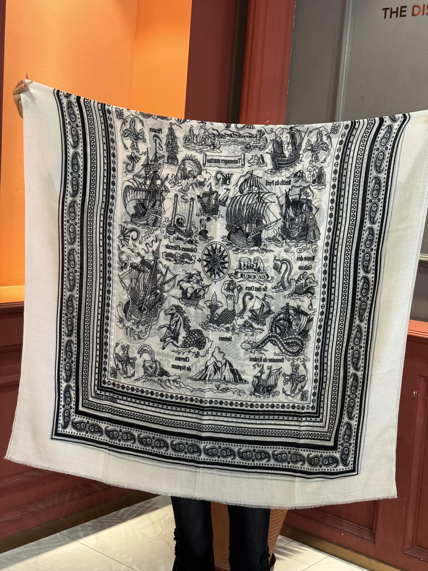 TOP HERMES Cashmere Silk Tatouages Marins Bandana Shawl Scarf 100 x 200 cm - 3 Colors