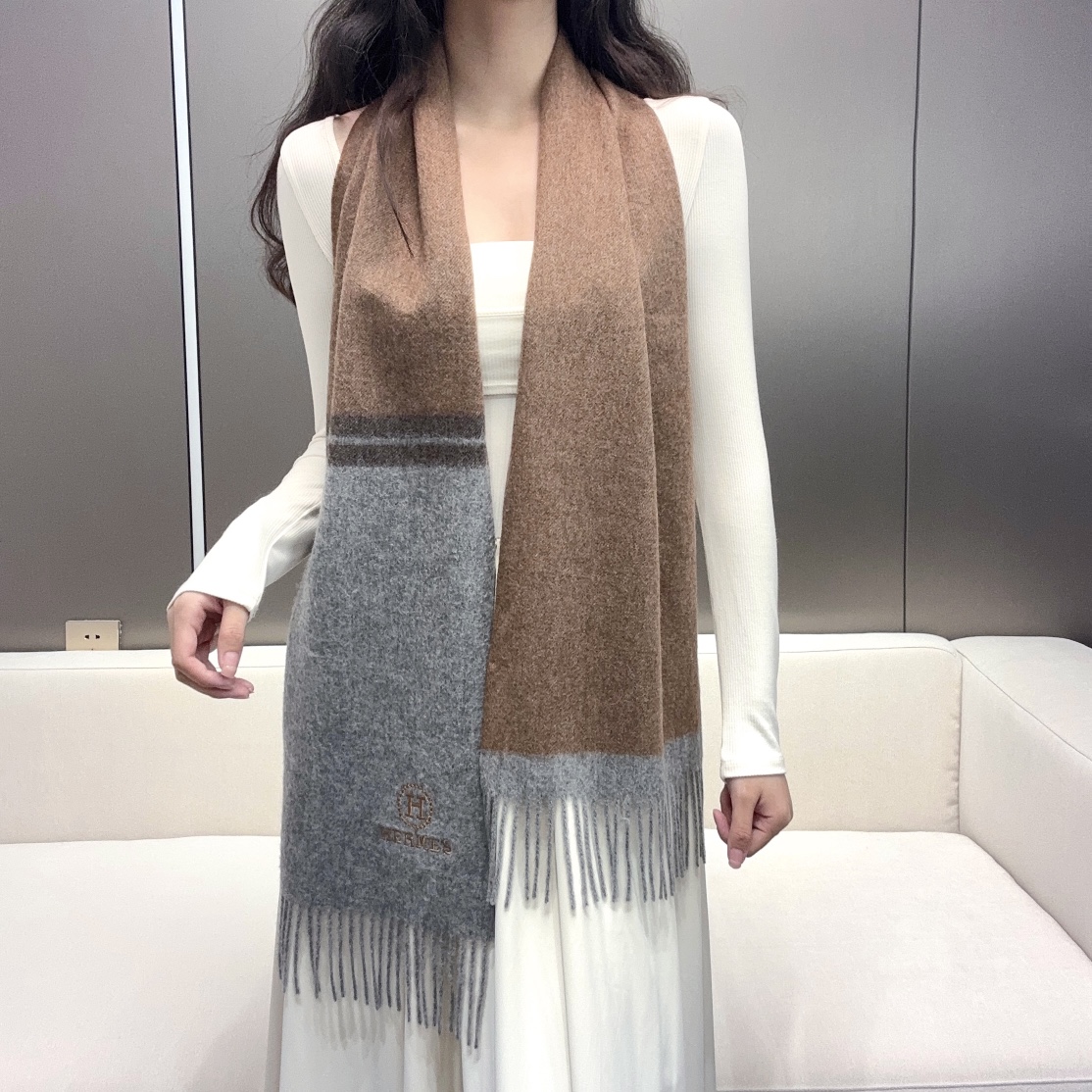 TOP HERMES Cashmere Scarf 30 x 180 cm - 2 Colors