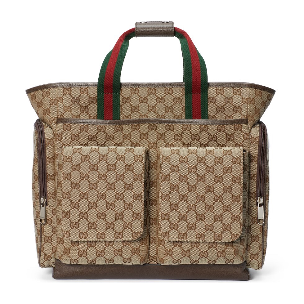 TOP GUCCI Large Fabric With Leather Handbag 40x35x20cm
