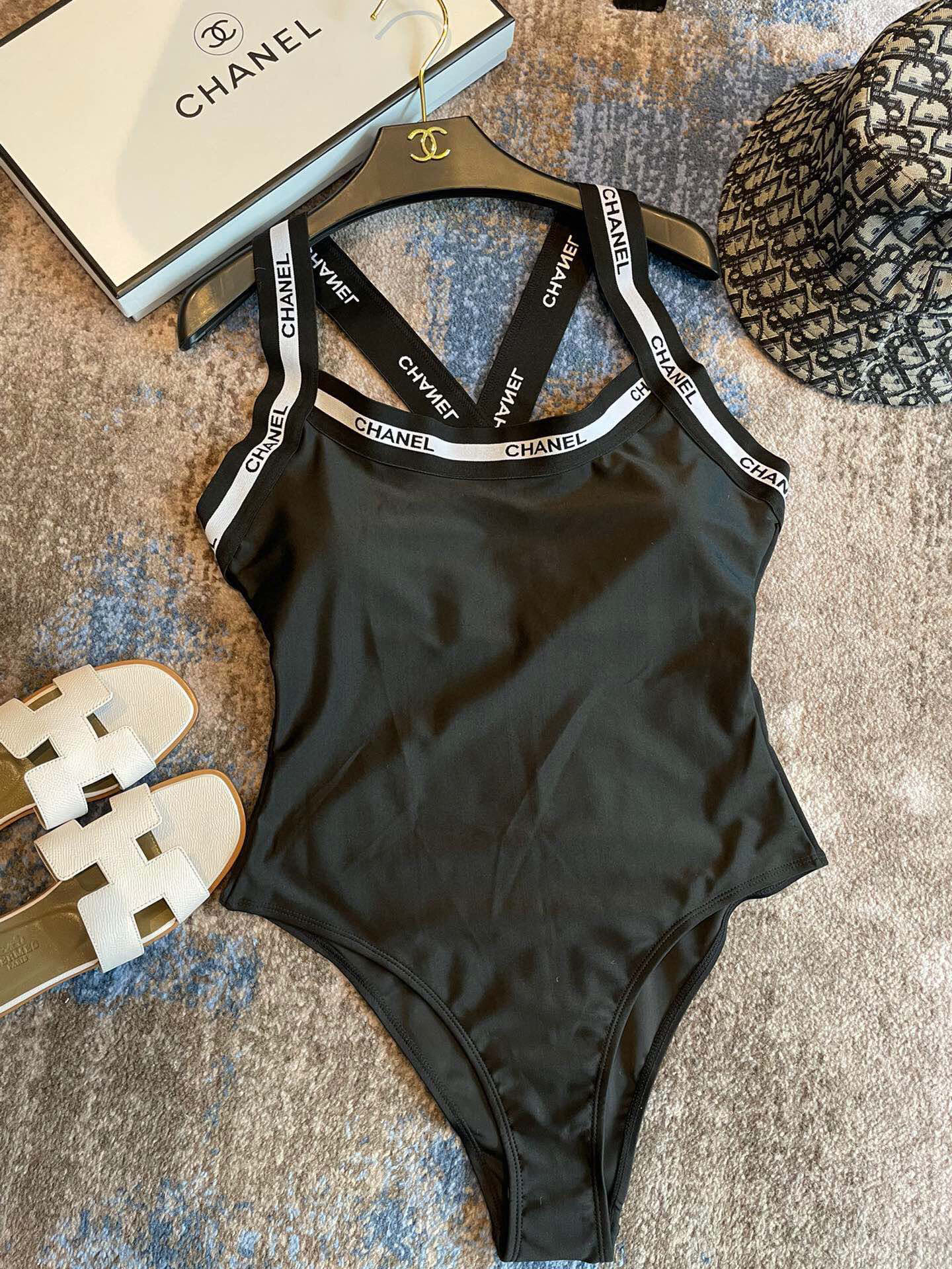 TOP CHANEL One-Piece Swimsuit - Black