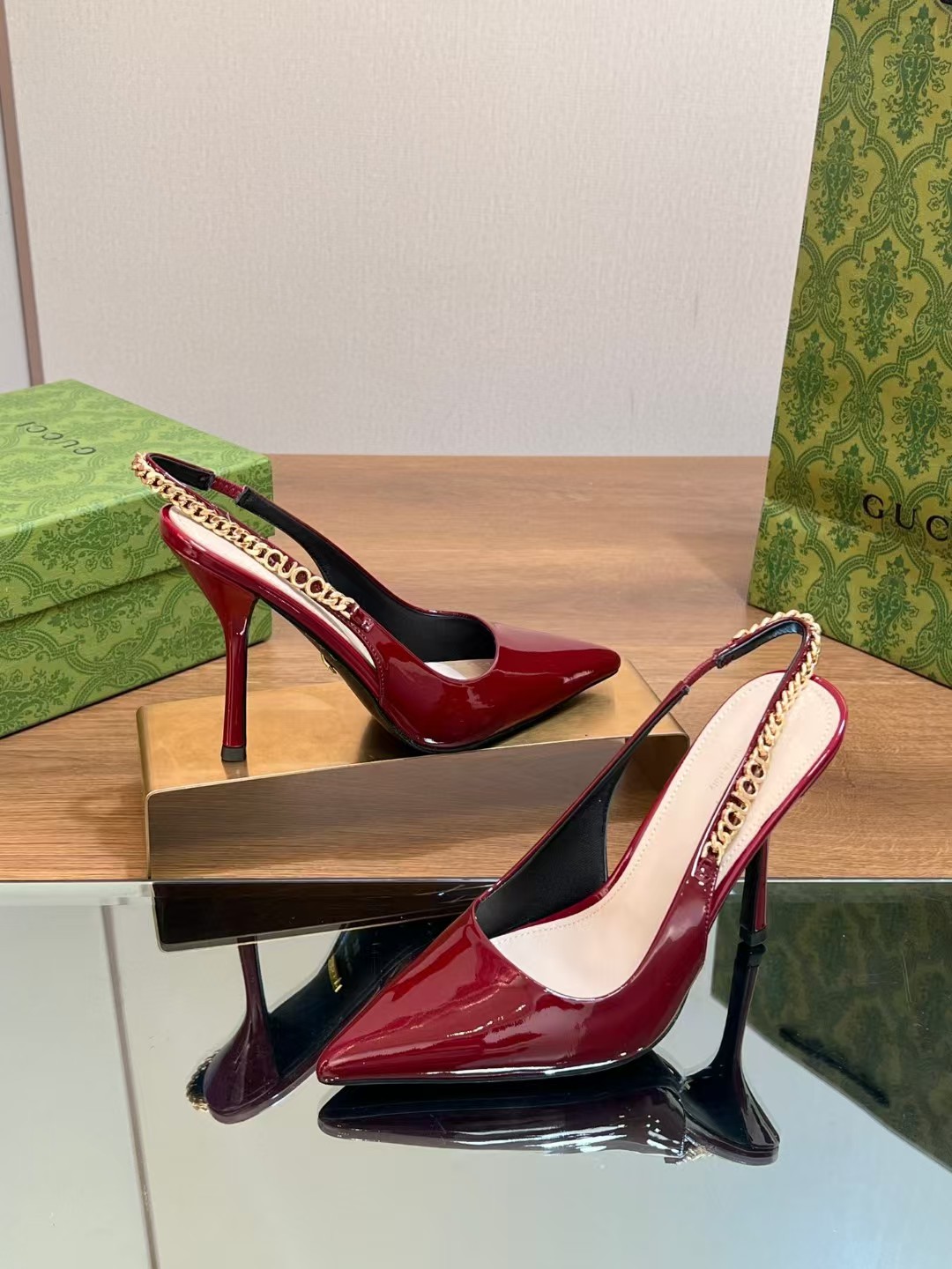 TOP GUCCI Women's 4.5cm/10cm High Heel Pumps - Red