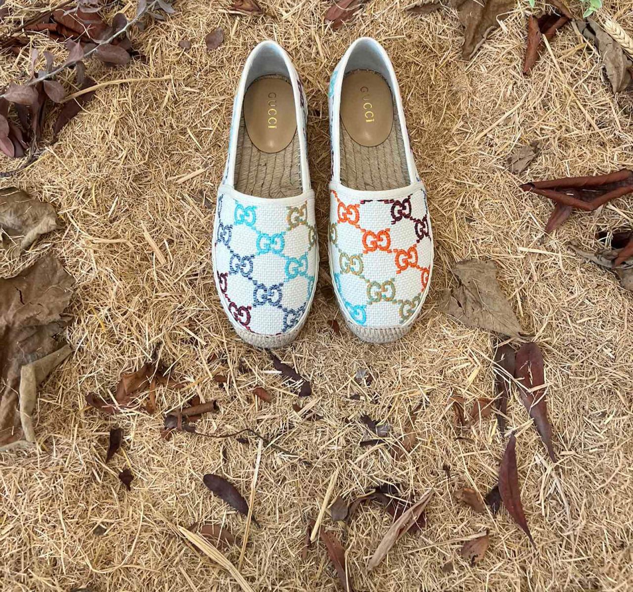 TOP GUCCI Flat Espadrilles - Beige/Ebony