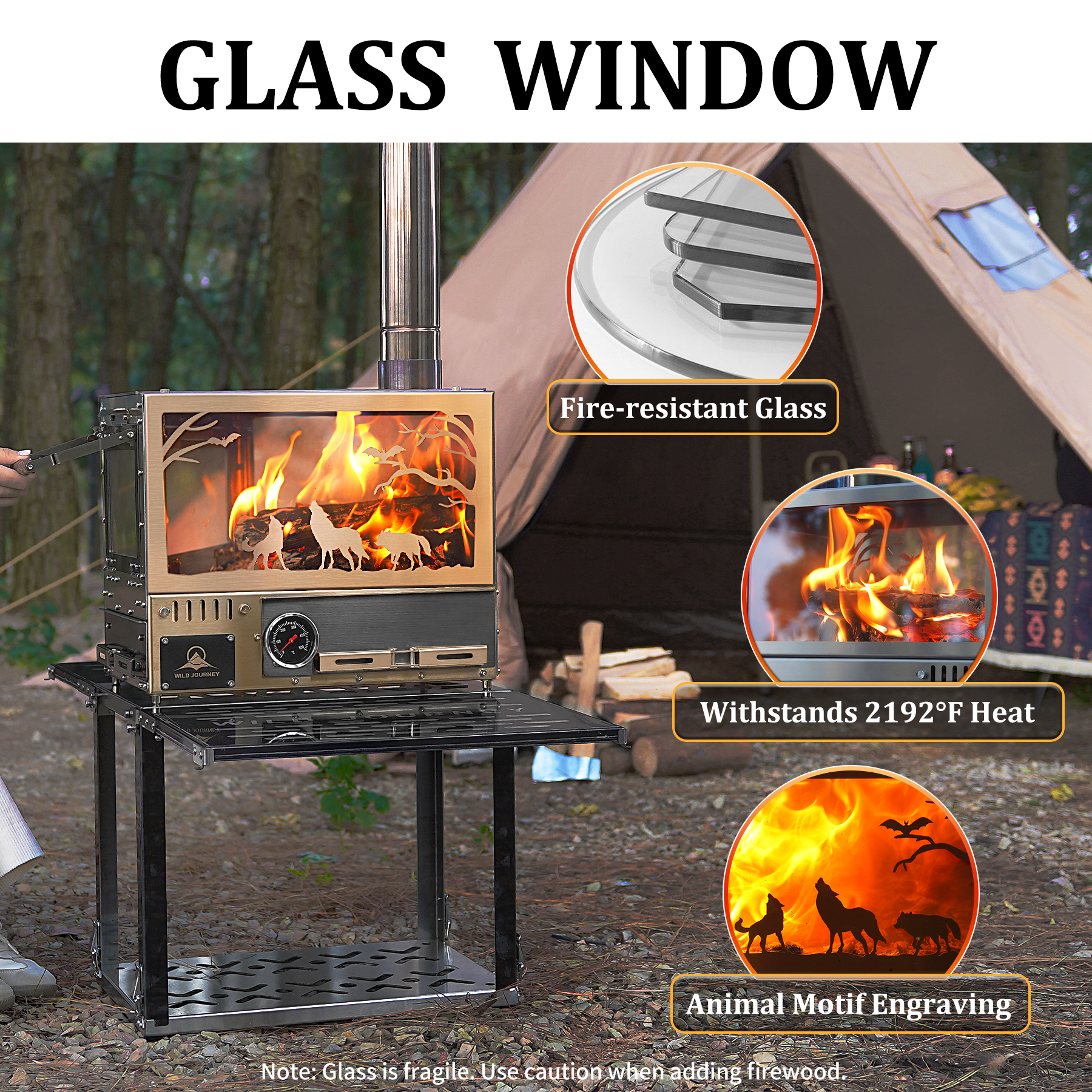 M8  Rose Gold Tent Wood Stove