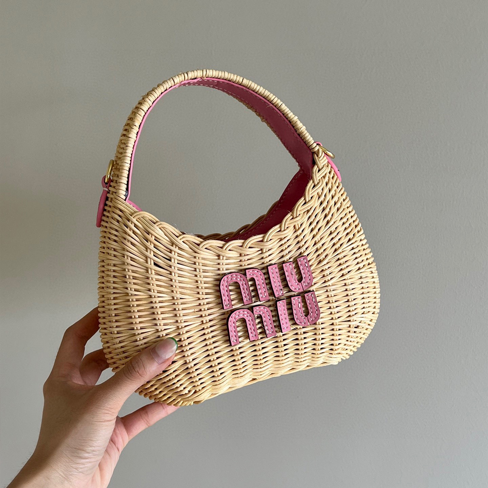 MIU MIU Hobo Woven Wicker Shoulder Bag Crossbody Bag（Replica）