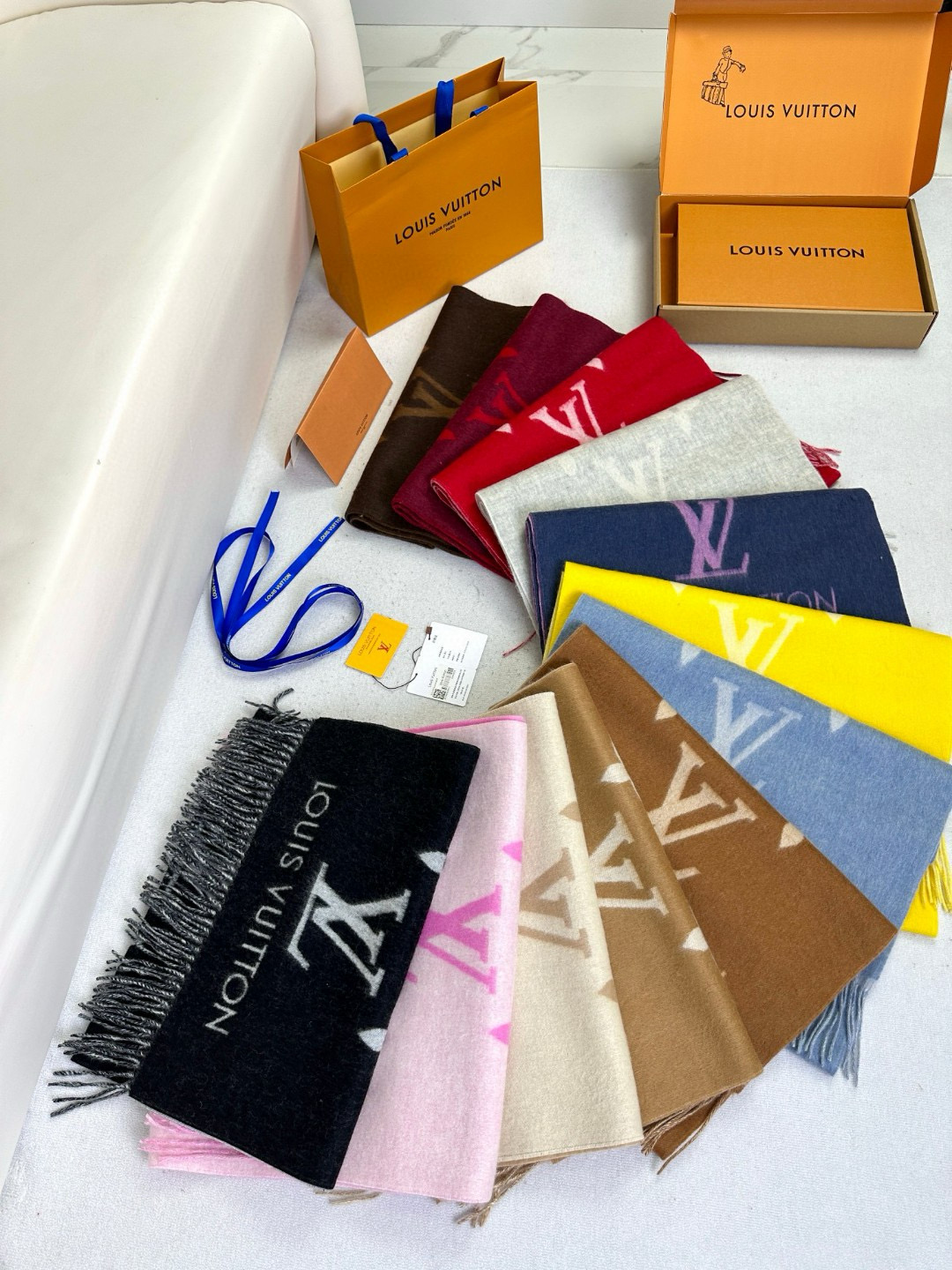 TOP Louis Vuitton LV 𝑹𝒆𝒚𝒌𝒋𝒂𝒗𝒊𝒌 Monogram Scarf 192x45cm - 12 Color