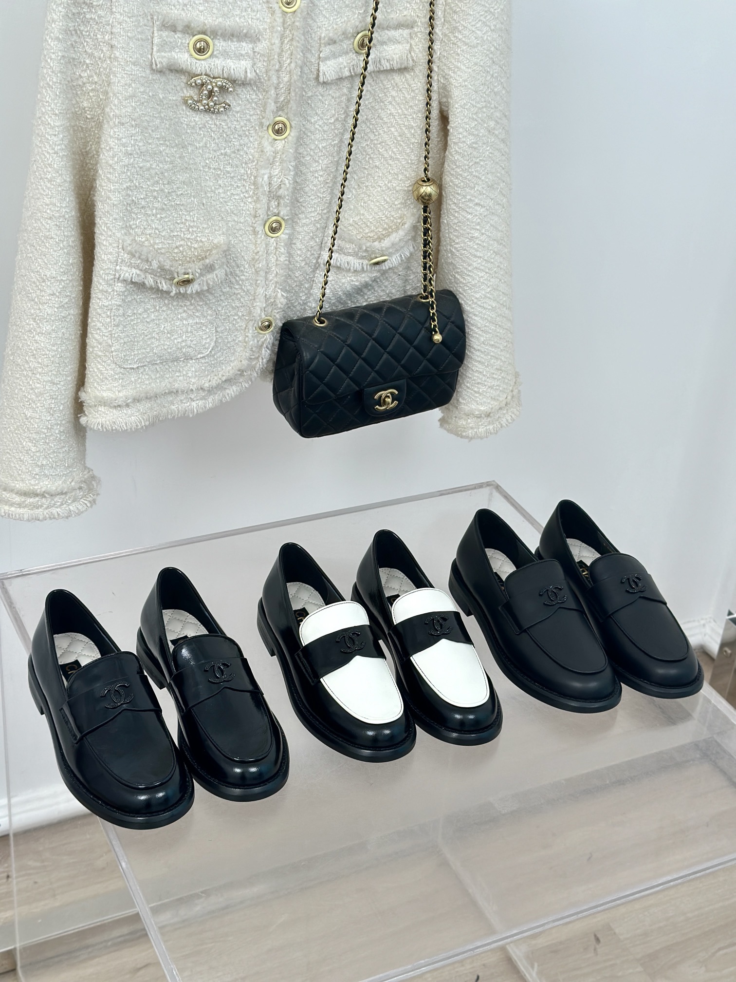 TOP CHANEL Color Matching Thick-soled Loafers with Black CC Buckle  - 3 Color