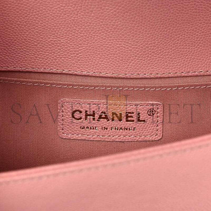 CHANEL CAVIAR MEDIUM QUILTED BOY FLAP PINK A01112 (25*15*8cm)