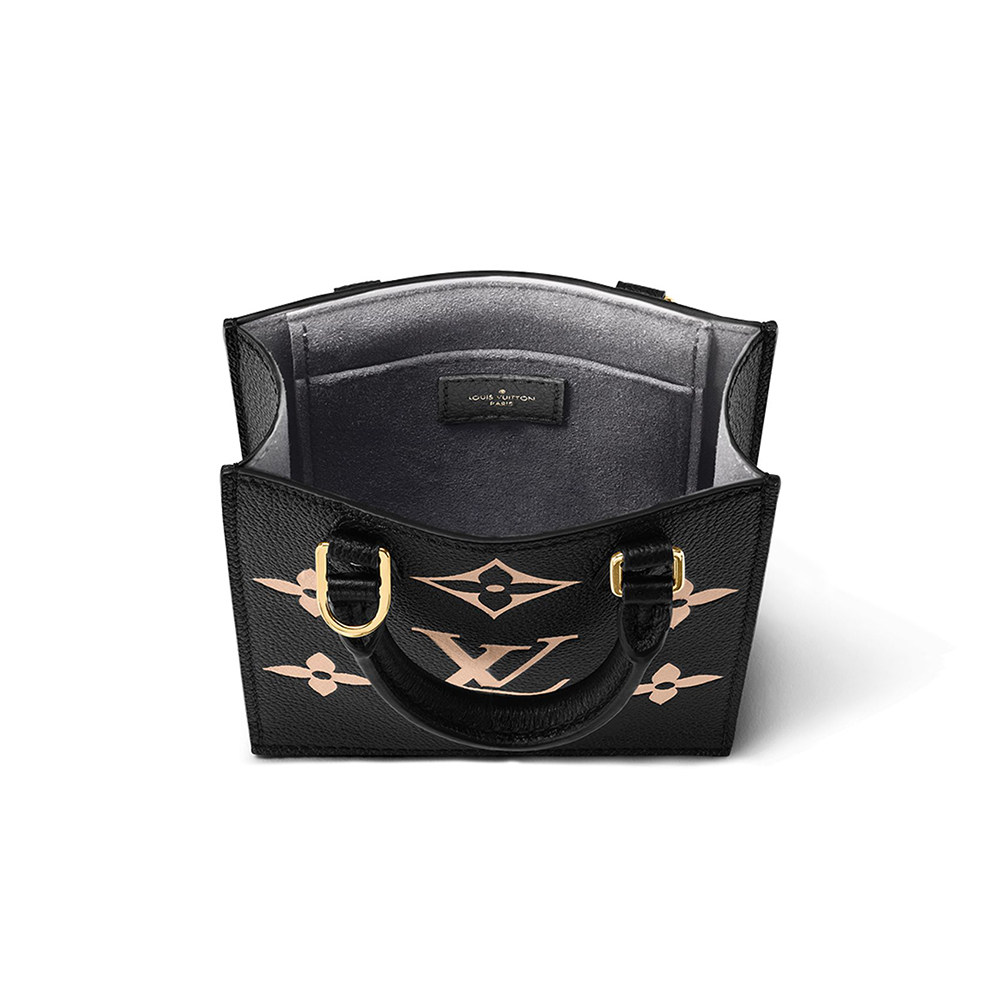 Louis Vuitton Monogram Empreinte Petite Sac Plat Handbag Black Beige(Replica)