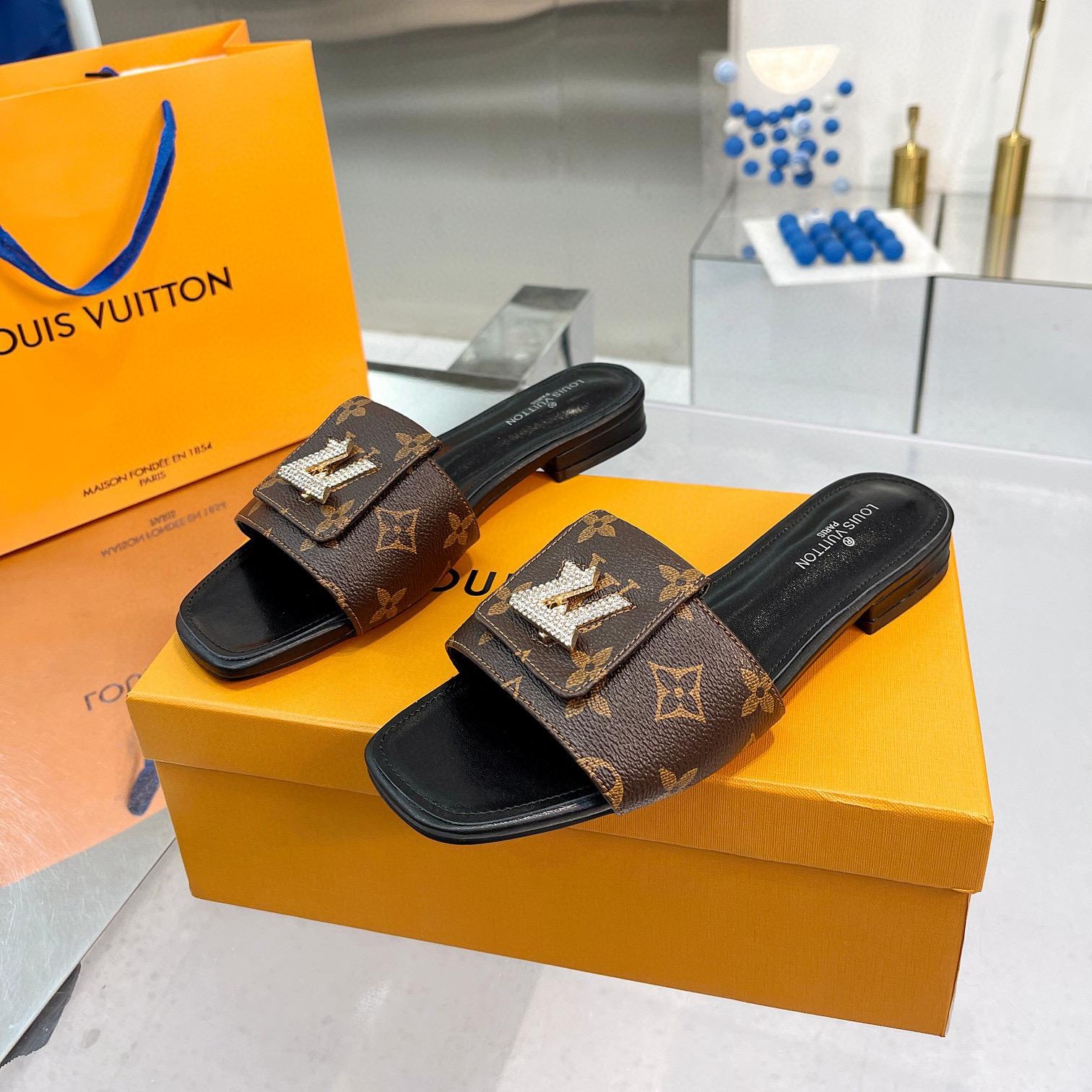 Louis Vuitton LV Comfortable Leather Flip-fFops  Slide Sandal (Replica)