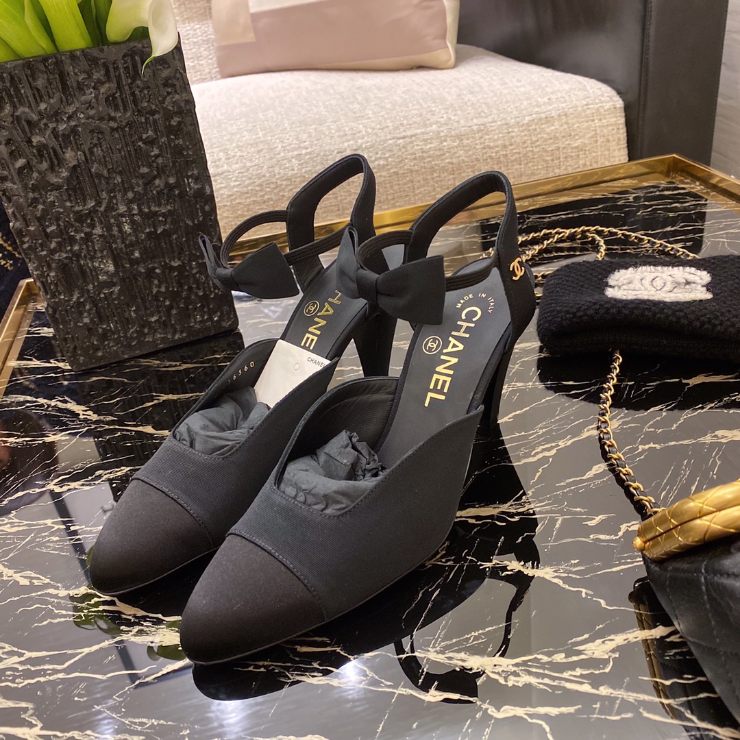 TOP CHANEL Flat/High Heel Mules with Small Bow - Black