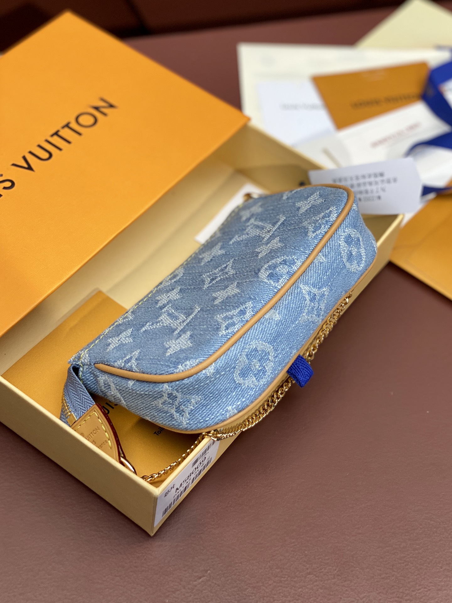 TOP Louis Vuitton LV Mini Pochette Accessoires Bag 15.5x10.5x4cm - Monogram Denim Blue
