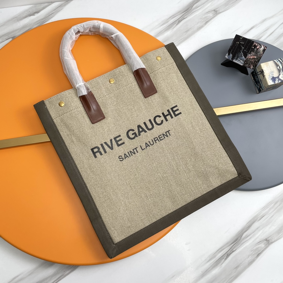 TOP Yves Saint Laurent YSL Rive Gauche Straw Tote Bag - 4 Colors
