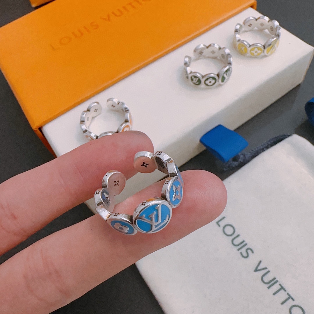 TOP Louis Vuitton LV Vintage Silver Ring-4 Colors