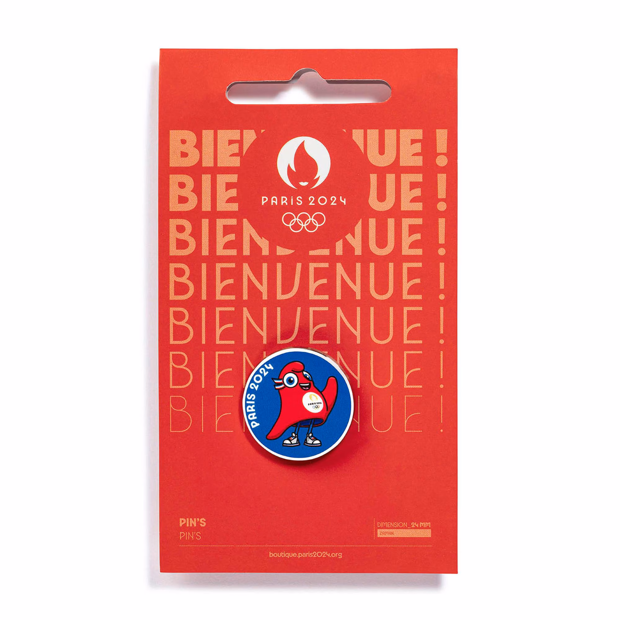 Paris 2024 Olympics Mascot Welcome Pin Badge