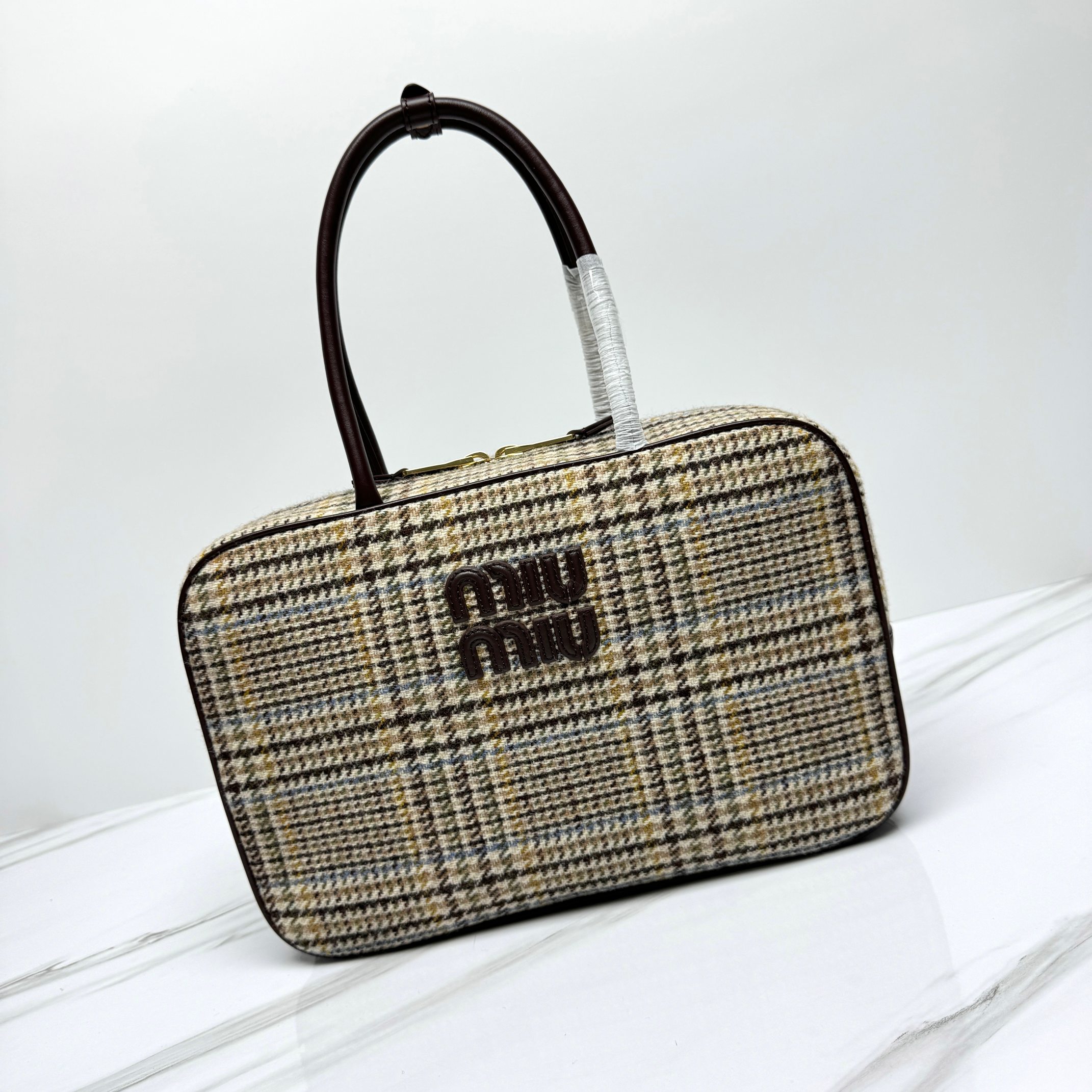 TOP Miu Miu Houndstooth Briefcase 35x11x23cm - 2 Color