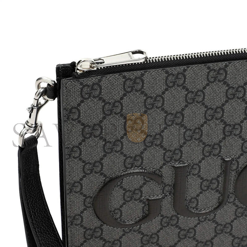 GUCCI GG SUPREME SPUNTY CALF LEATHER POUCH 768374 (28*22*3cm)