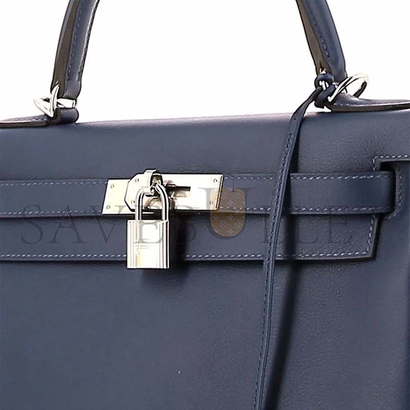 HERMÈS KELLY 28 VORMANDUM NAVY SILVER (28*22*10cm)