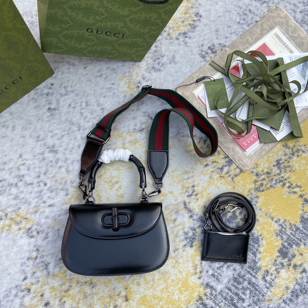TOP GUCCI Bamboo Bag 21X15X7cm - Black
