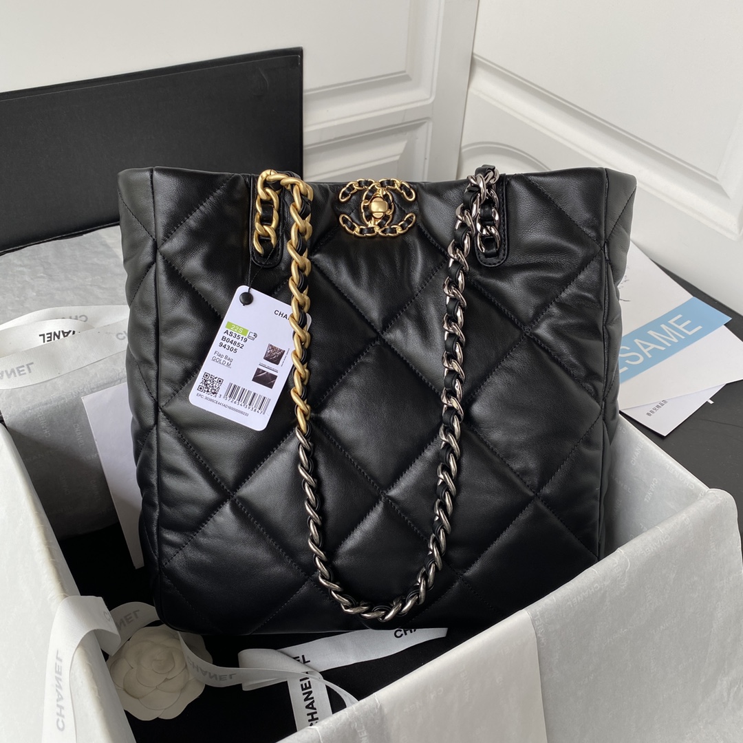 TOP CHANEL 19 Tote Bag 30*37*10cm - GHW - Black