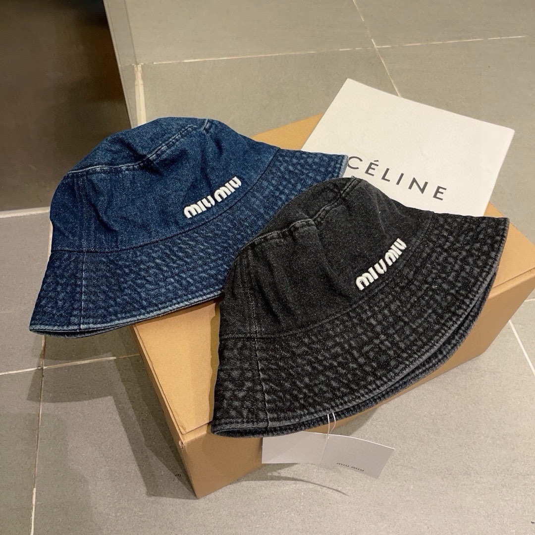 TOP Miu Miu Denim Fisherman Hat - 2 Colors