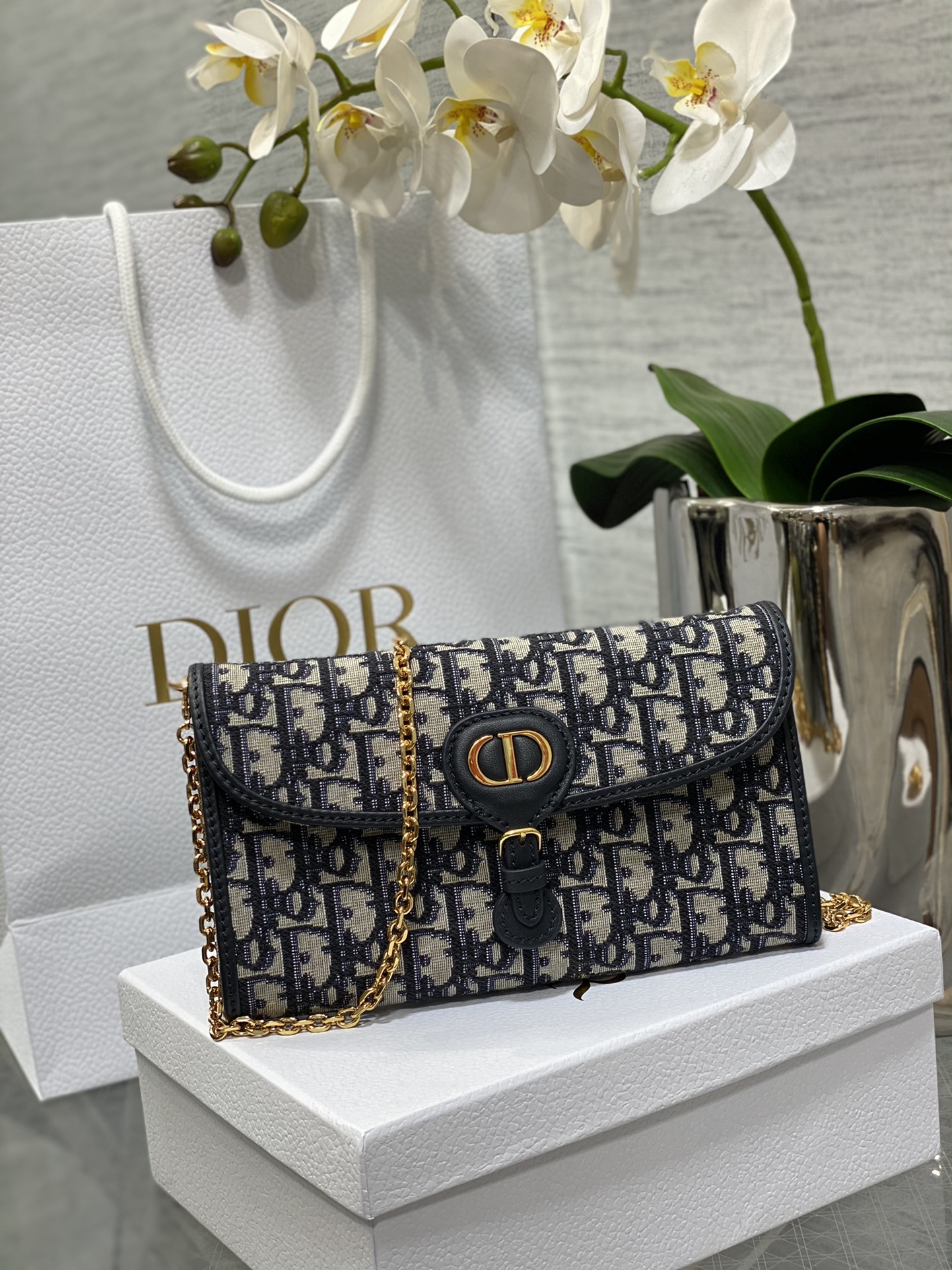 TOP Christian Dior Woc Chain Bag  21.5*4*12cm - Blue