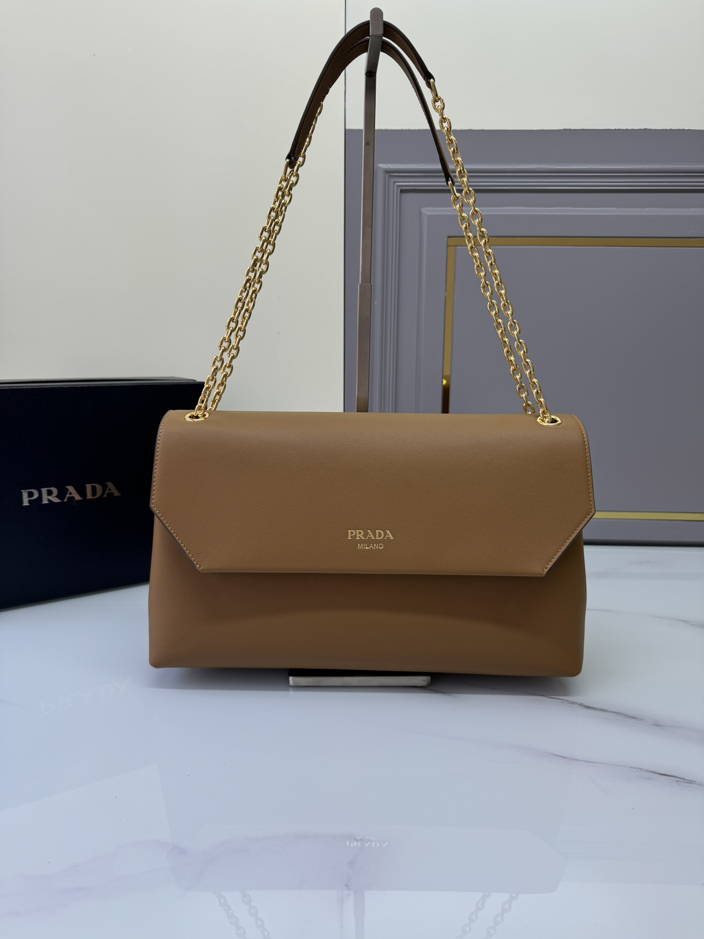 Top PRADA Chain Bag Calfskin with Lambskin Interior 35x18x10.5cm - 3 Color
