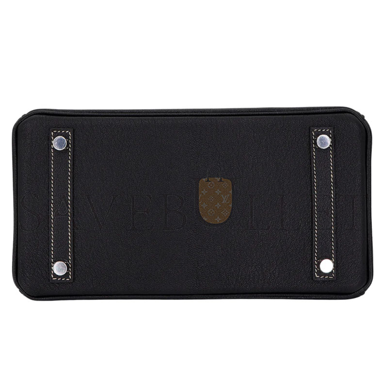 HERMÈS BIRKIN 25 BLACK CHÈVRE LEATHER BRUSHED PALLADIUM HARDWARE (25*20*13cm)