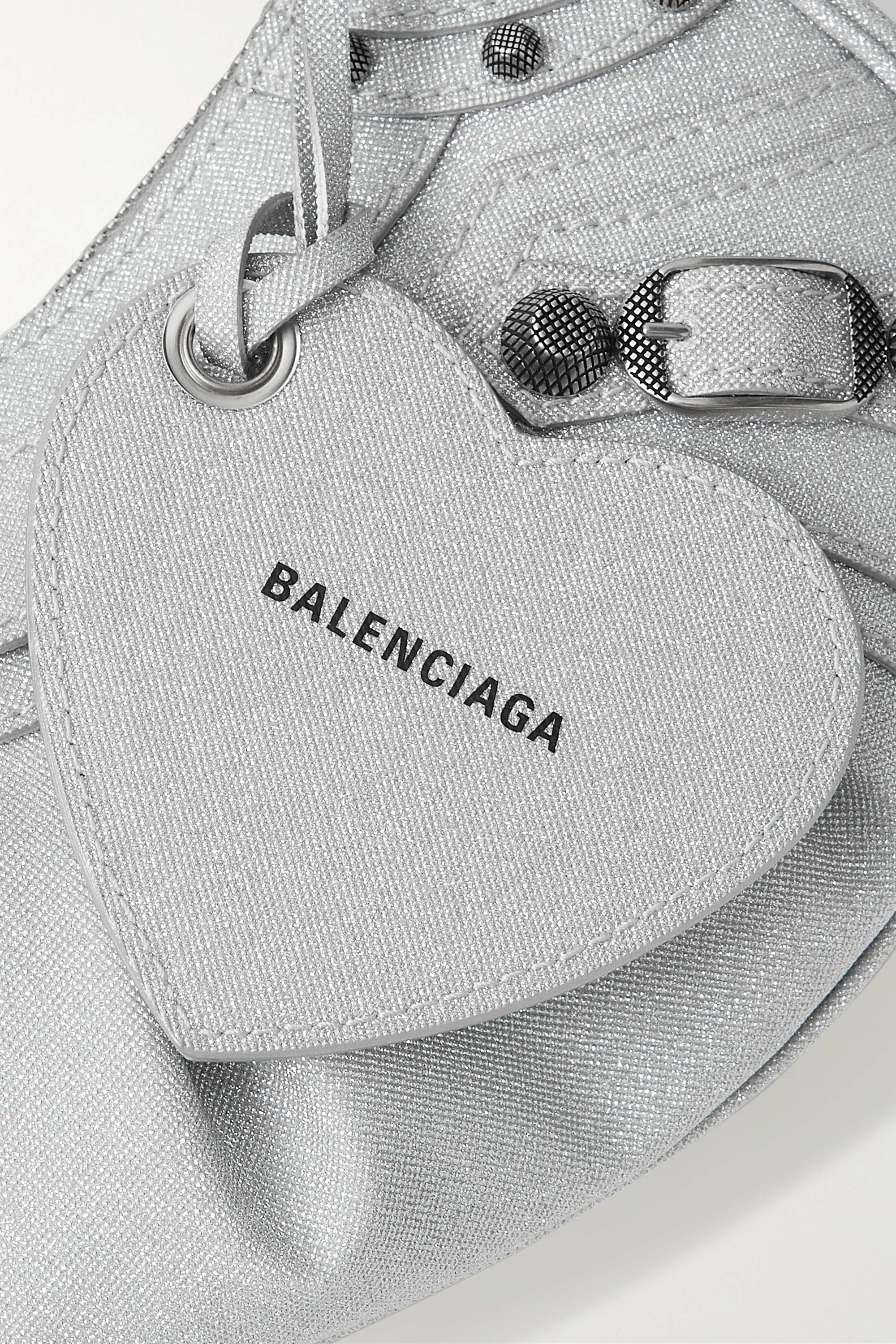BALENCIAGA Le Cagole XS studded metallic canvas shoulder bag grey(Replica)