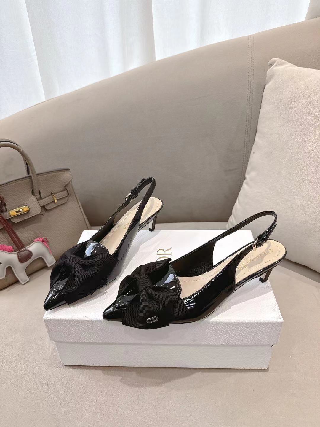 TOP Christian Dior Mules with Bow - Black