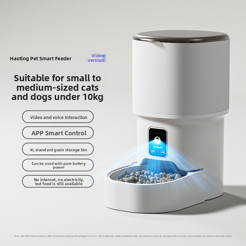 Smart Pet Automatic Feeder 4L Large Capacity Mobile Phone WiFi Interactive Cat Automatic Feeder Pet Supplies - PawPro UK