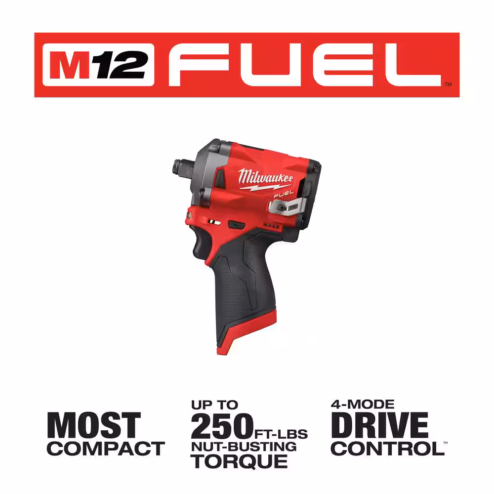 M12 FUEL 12V Lithium-Ion Brushless Cordless Stubby 1/2 in. Impact Wrench (Tool-Only)