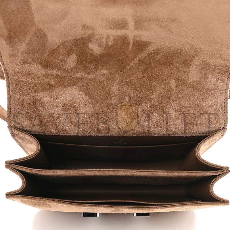 HERMES MASTER CONSTANCE 18 MARRON GLACE VEAU DOBLIS SUEDE PALLADIUM HARDWARE (18*15*4cm)