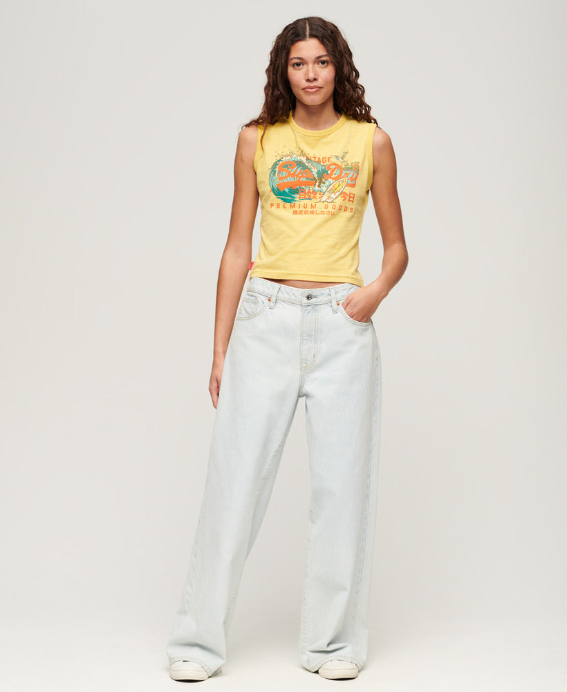 La Vintage Logo Graphic Slim Tank Top | Sun Yellow Marle