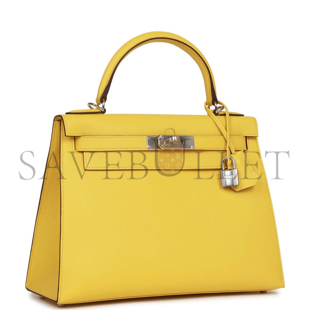 HERMES KELLY 28 JAUNE DE NAPLES EPSOM PALLADIUM HARDWARE (28*22*10cm)