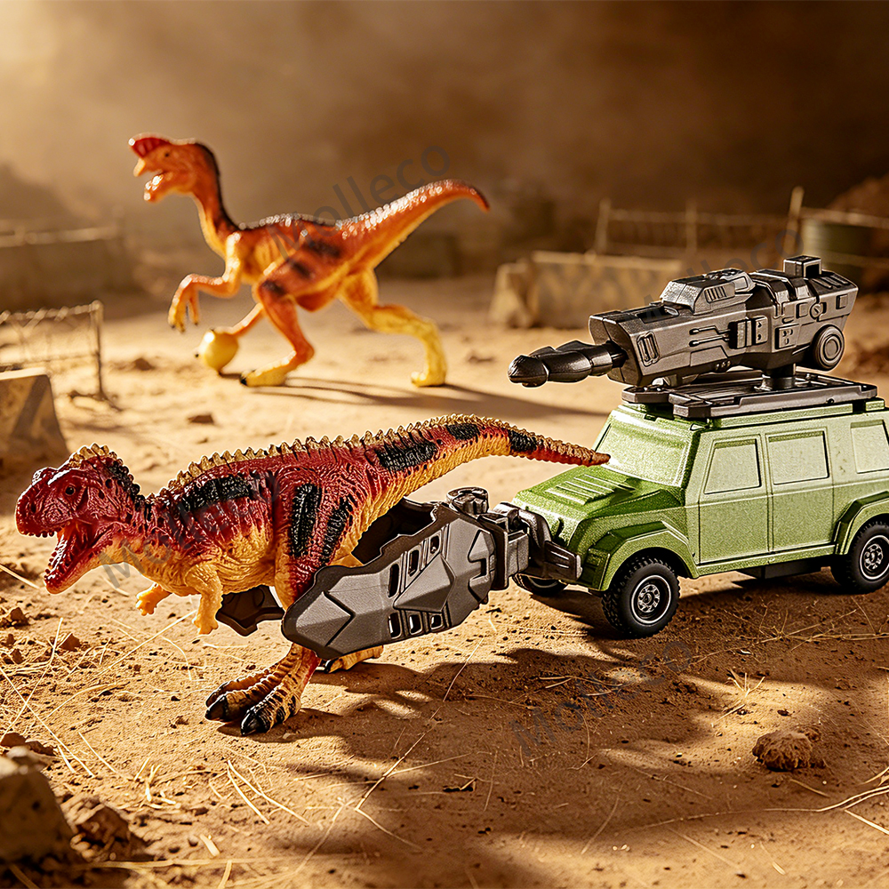 Molleco Dinosaur Figure Car Toys Set for Kids and Childre ST090