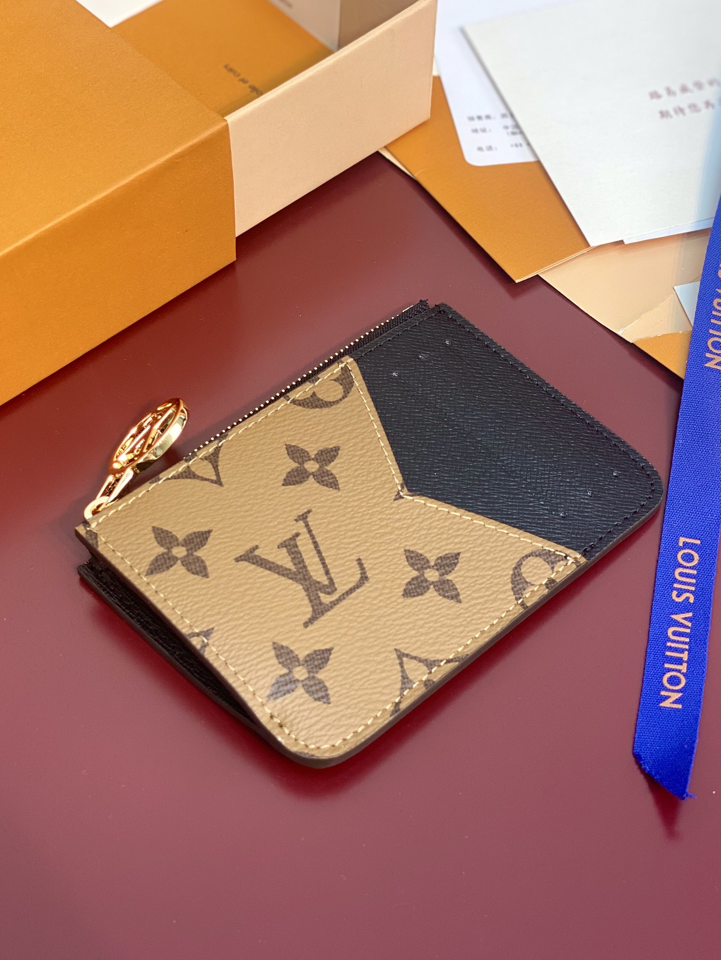 TOP Louis Vuitton LV Romy Card Holder Monogram 12x8x0.8cm - Khaki/Black