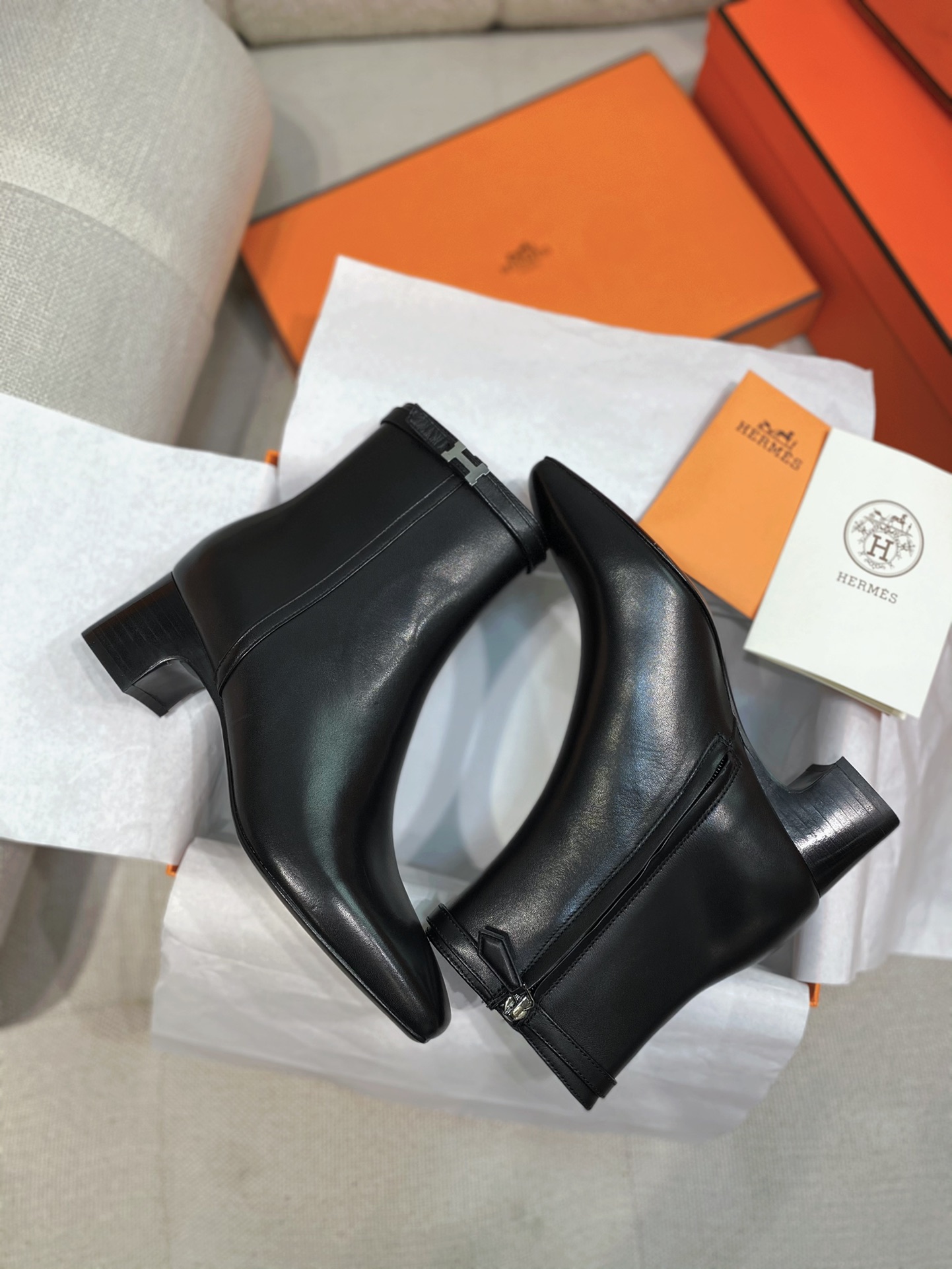 TOP HERMES Hommage 5cm Mid Heel Cowhide Boots - 3 Color