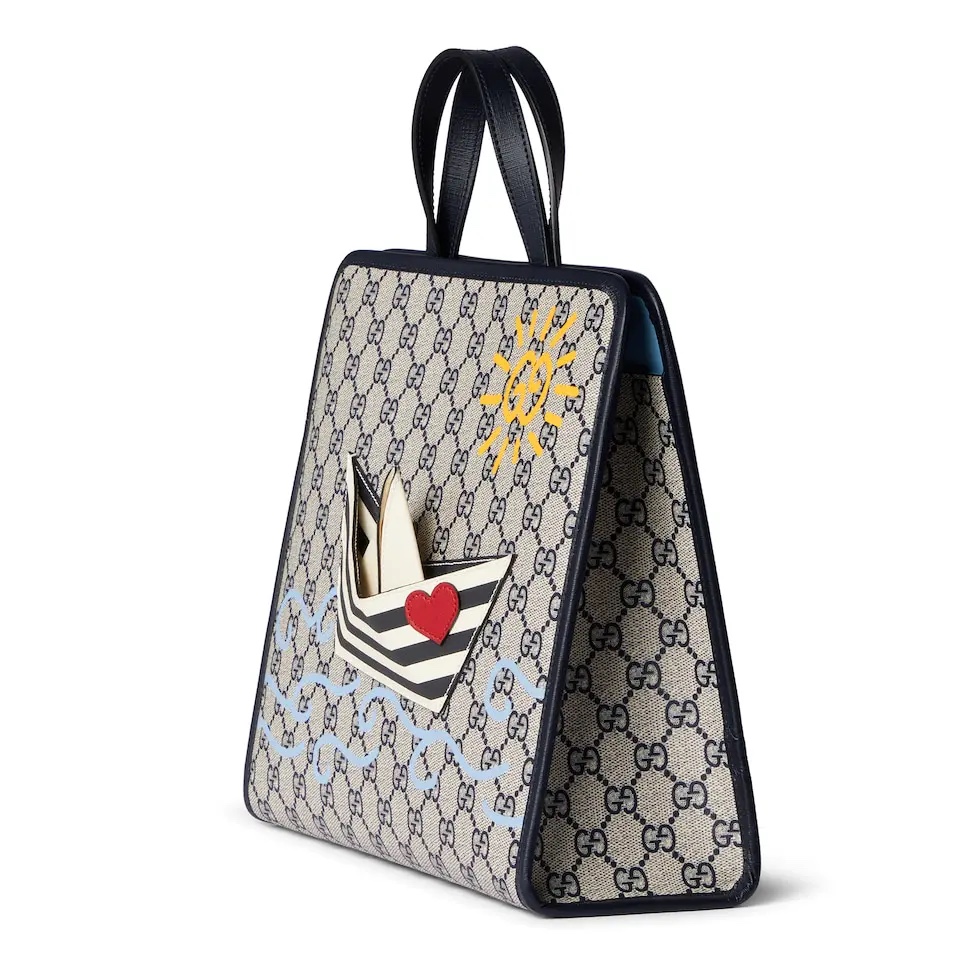 TOP GUCCI GG Supreme Canvas Tote Bag 28.5x25x11cm - Beige&Blue