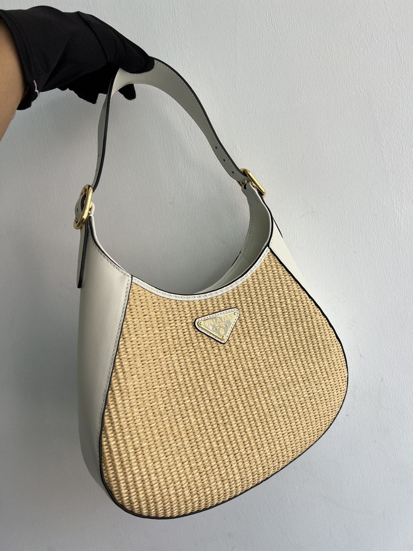TOP PRADA Cleo New Straw Bag 27x19x5cm
