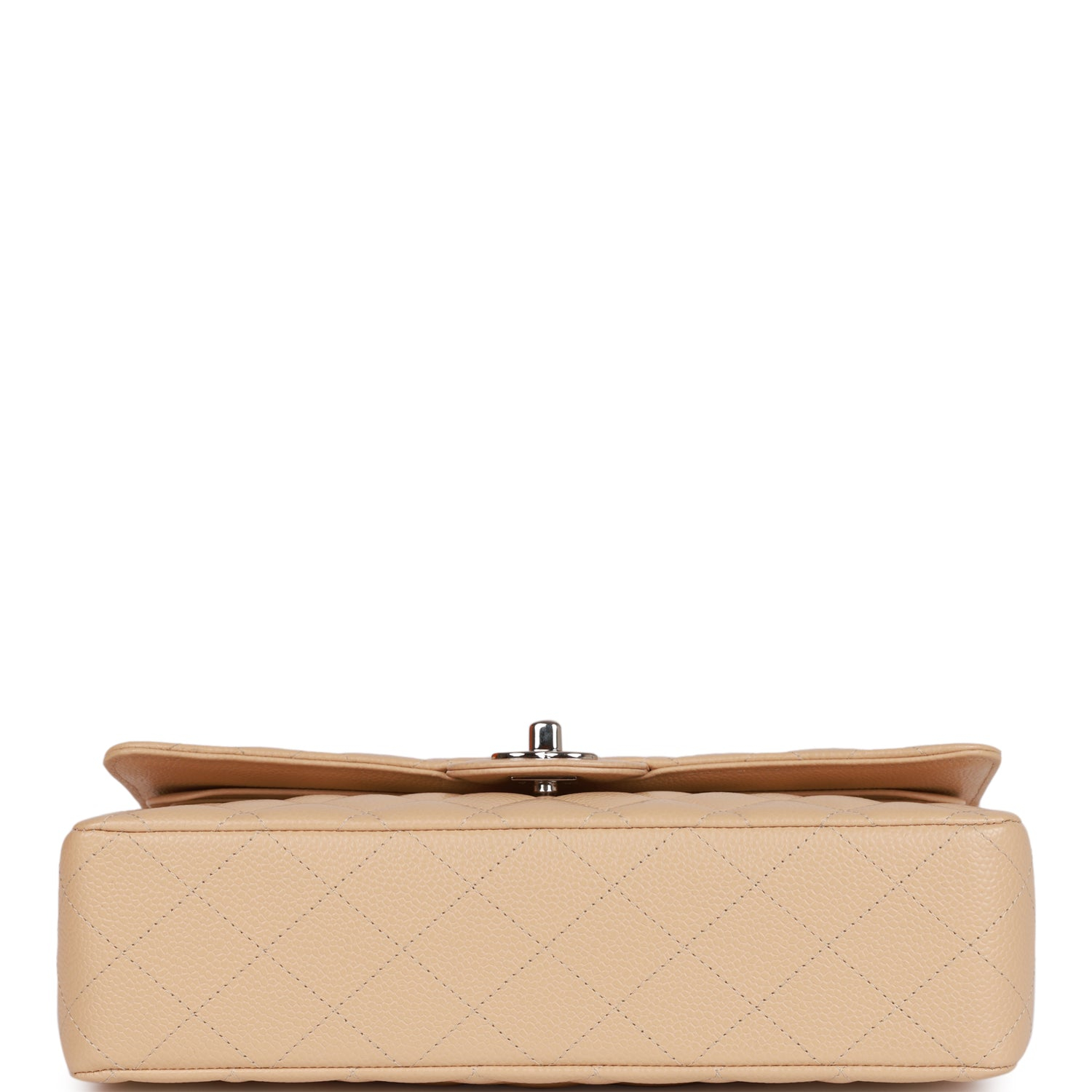 Chanel Classic Flag Bag Medium Classic Double Flap Bag Beige Caviar Silver Hardware