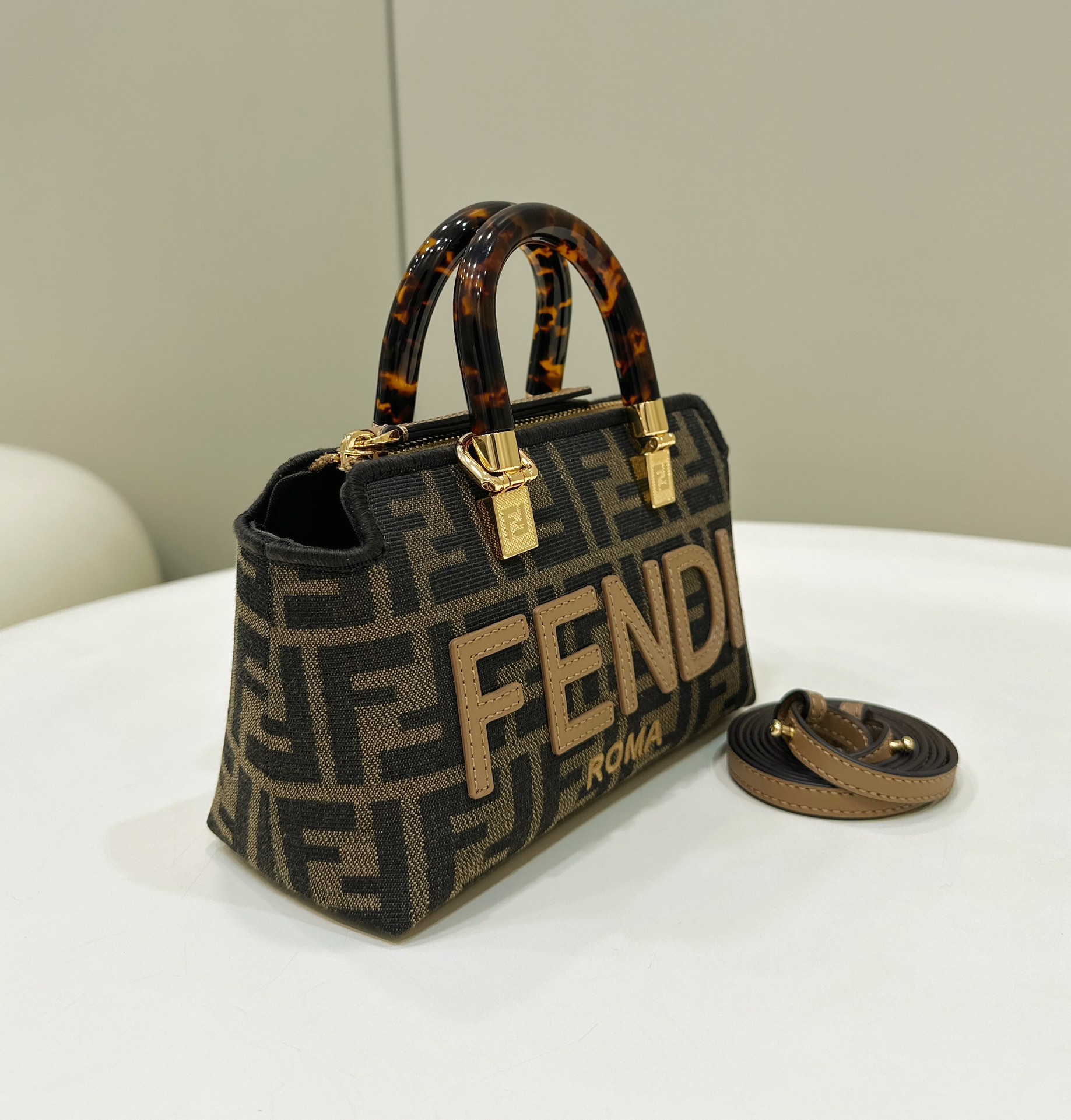 TOP FENDI By The Way Mini Bag In Denim Boston Bag - Brown
