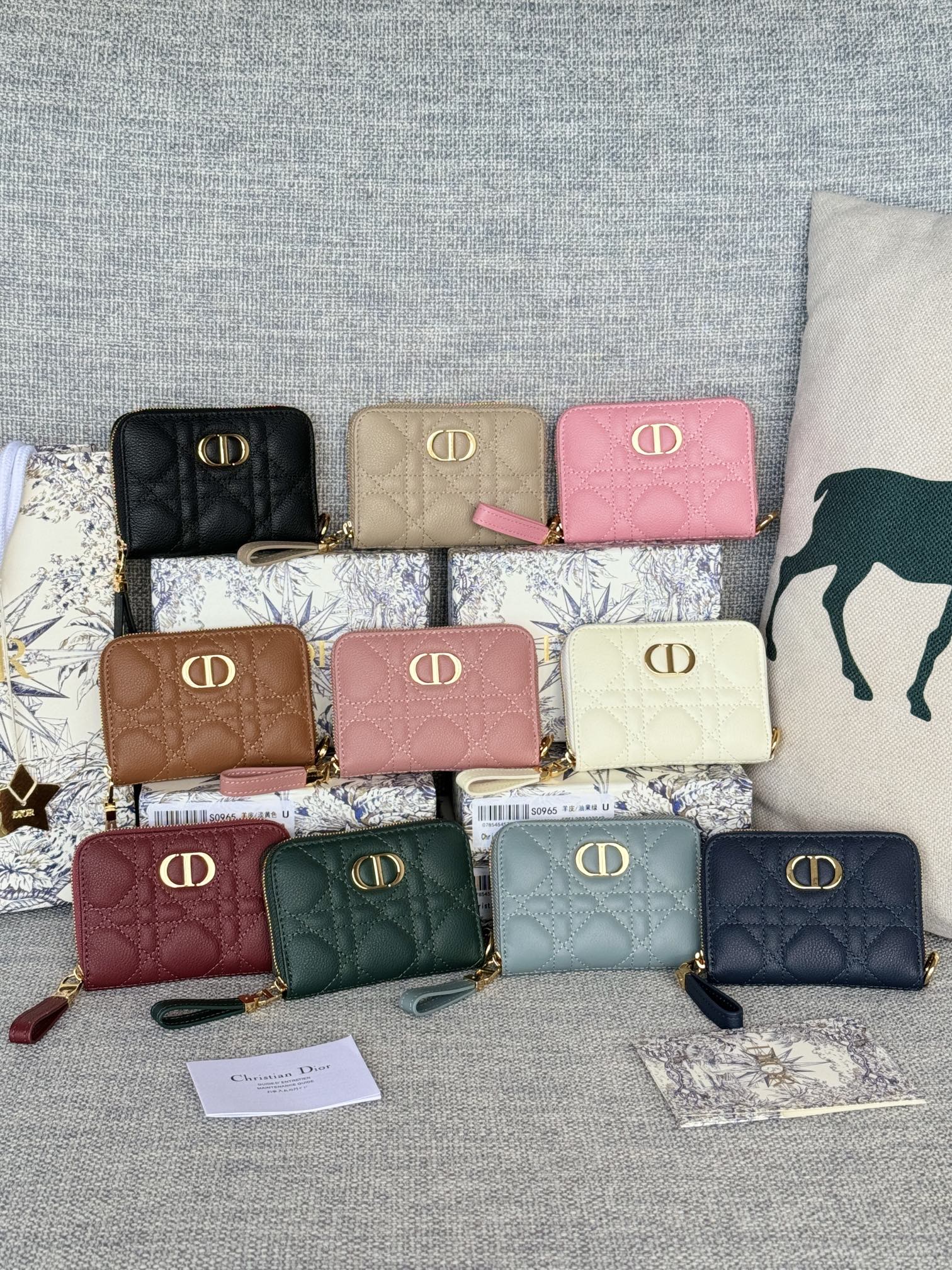 TOP Christian Dior Caro Zipper Card Case 11x9cm - 10 Colors