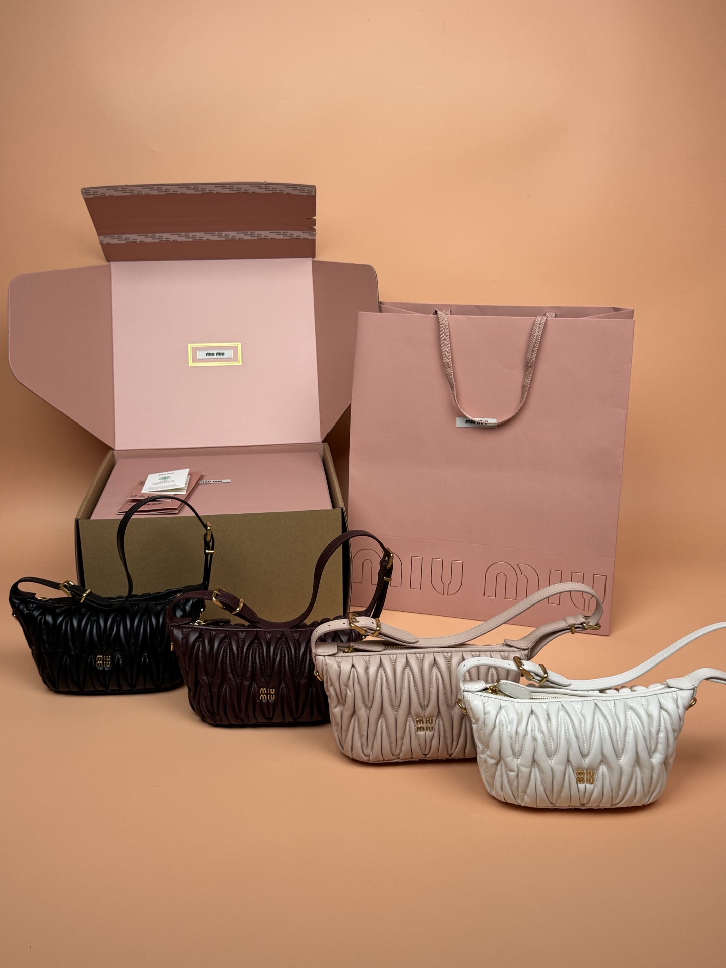 TOP Miu Miu Wander Matelasse Lambskin Hobo Bag 15x8.5x8cm - 4 Colors