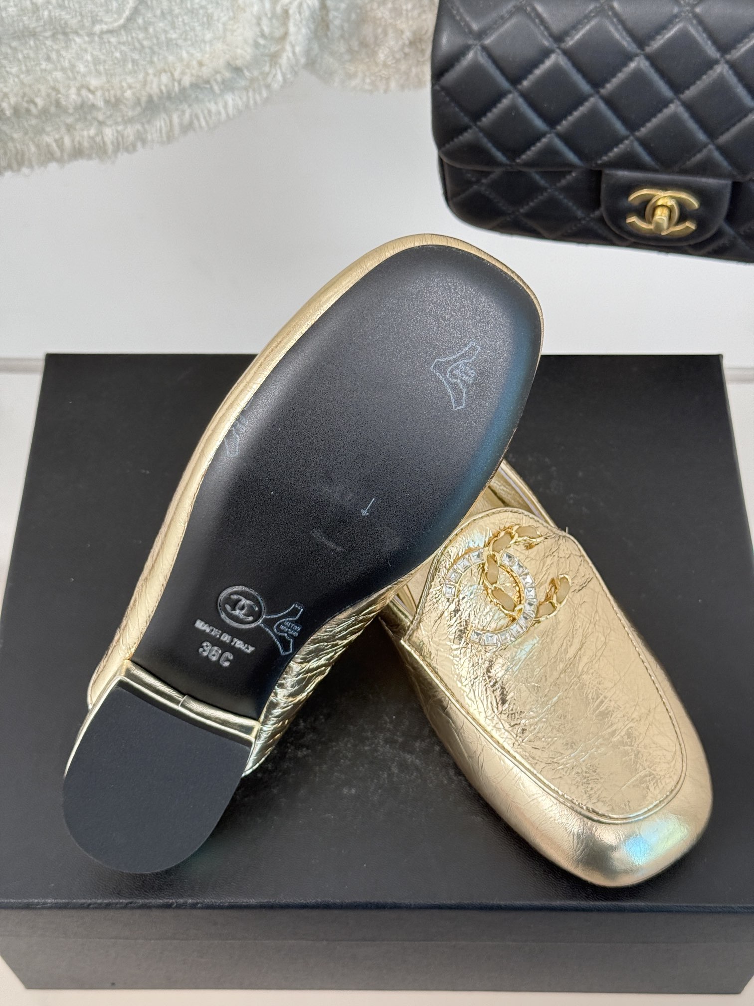 TOP CHANEL CC Half Slippers with Lambskin Lining - 4 Colors