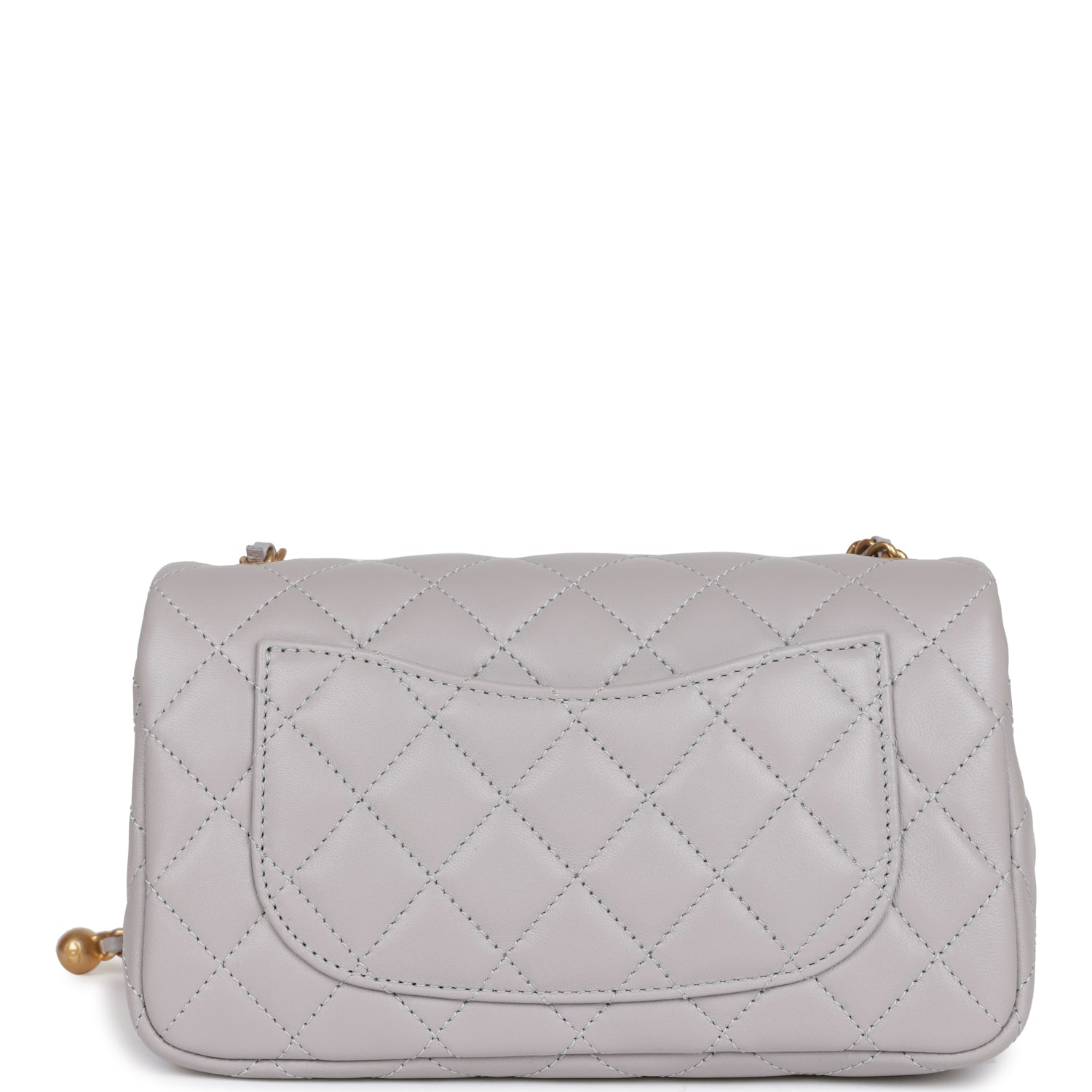 Chanel Classic Flag Bag Pearl Crush Mini Rectangular Flap Bag Light Grey   Antique Gold Hardware(7A regular version)