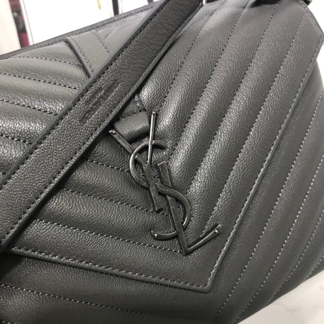 TOP Yves Saint Laurent YSL Small College Bag - Grey SHW