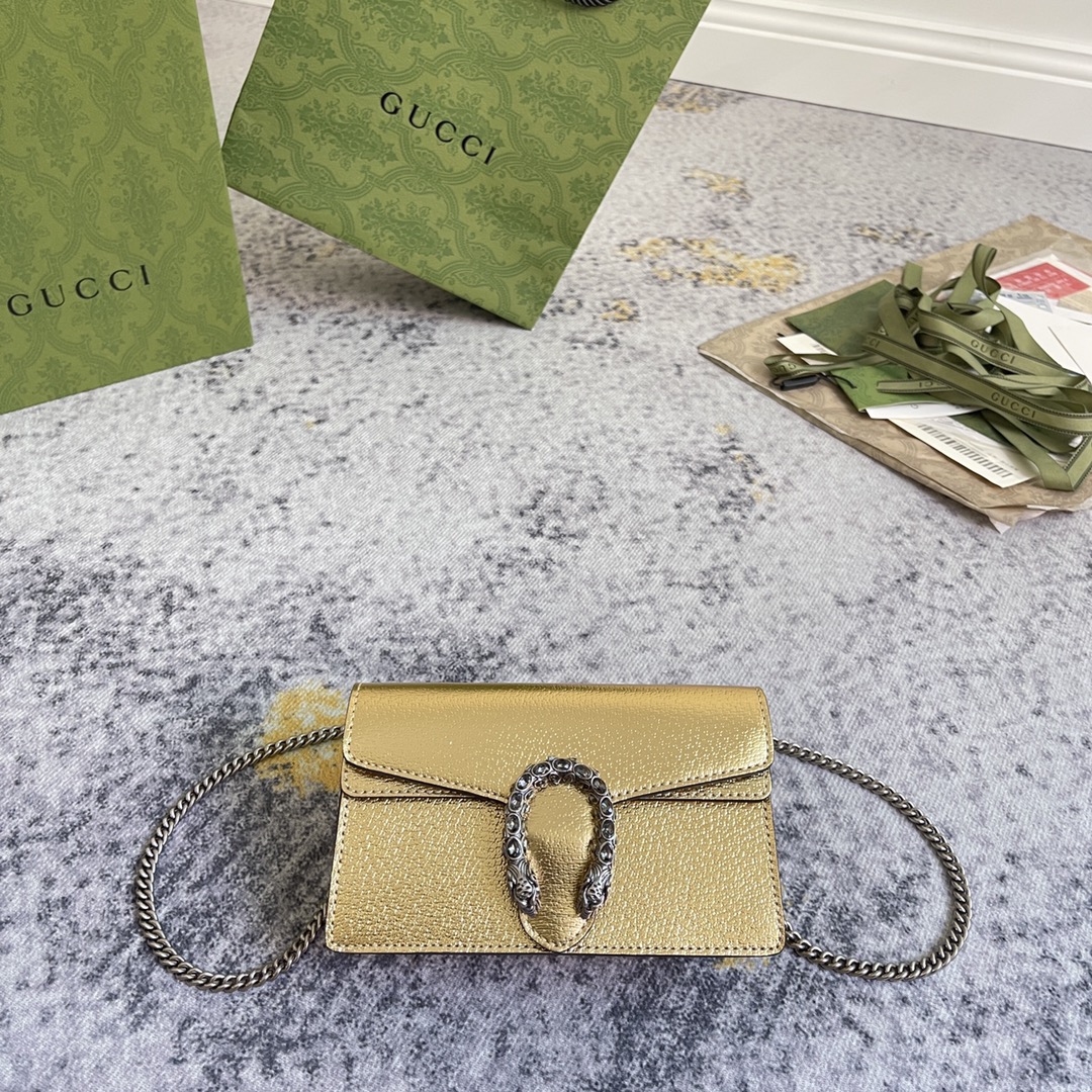 TOP GUCCI Full Leather Super Mini Dionysus Bags 16.5X10X4.5cm - 2 Colors