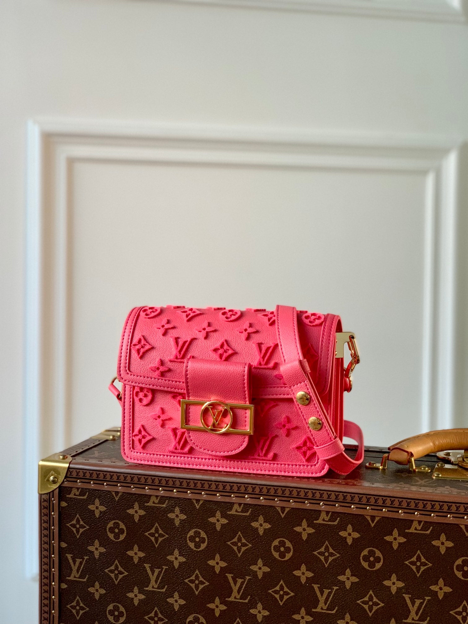 TOP Louis Vuitton LV L*V Mini Dauphine Tufted Monogram 20x15x9 cm- Rose Fluo