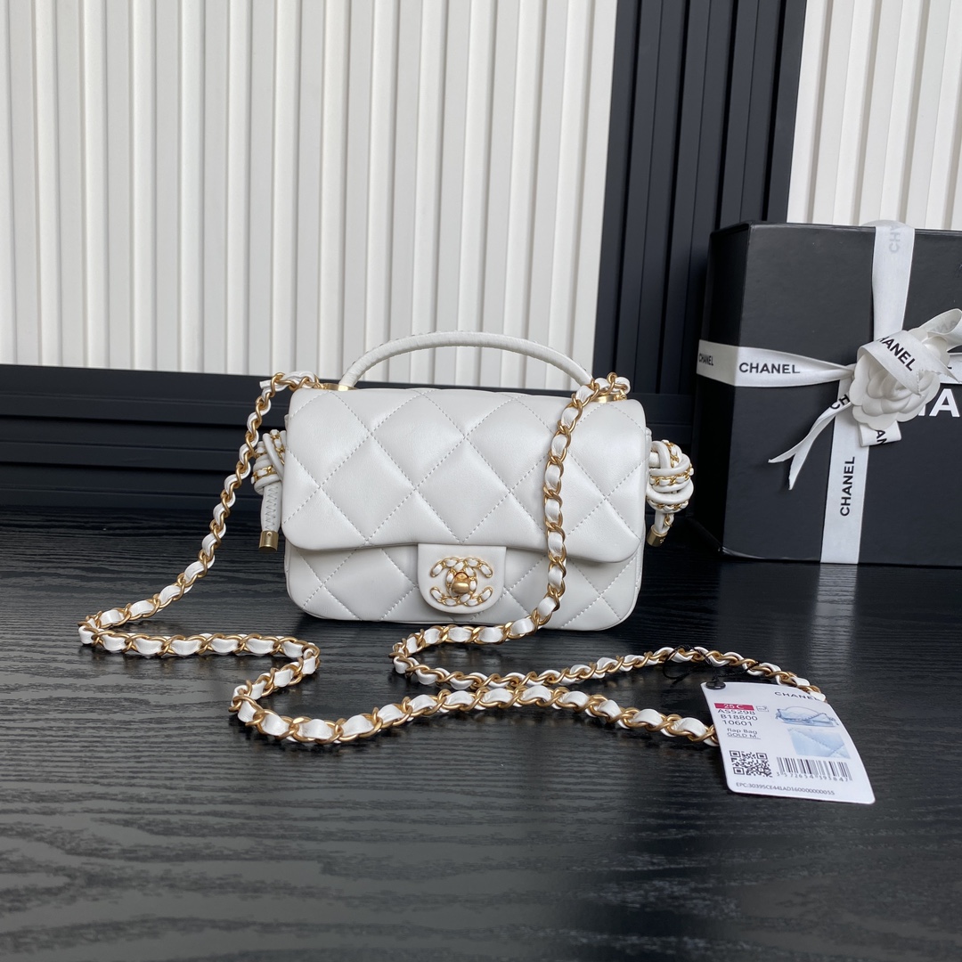 TOP CHANEL Handle Bag with Braided knot Lambskin 10.5x18x7cm/22x23.5x6cm - 4 Color