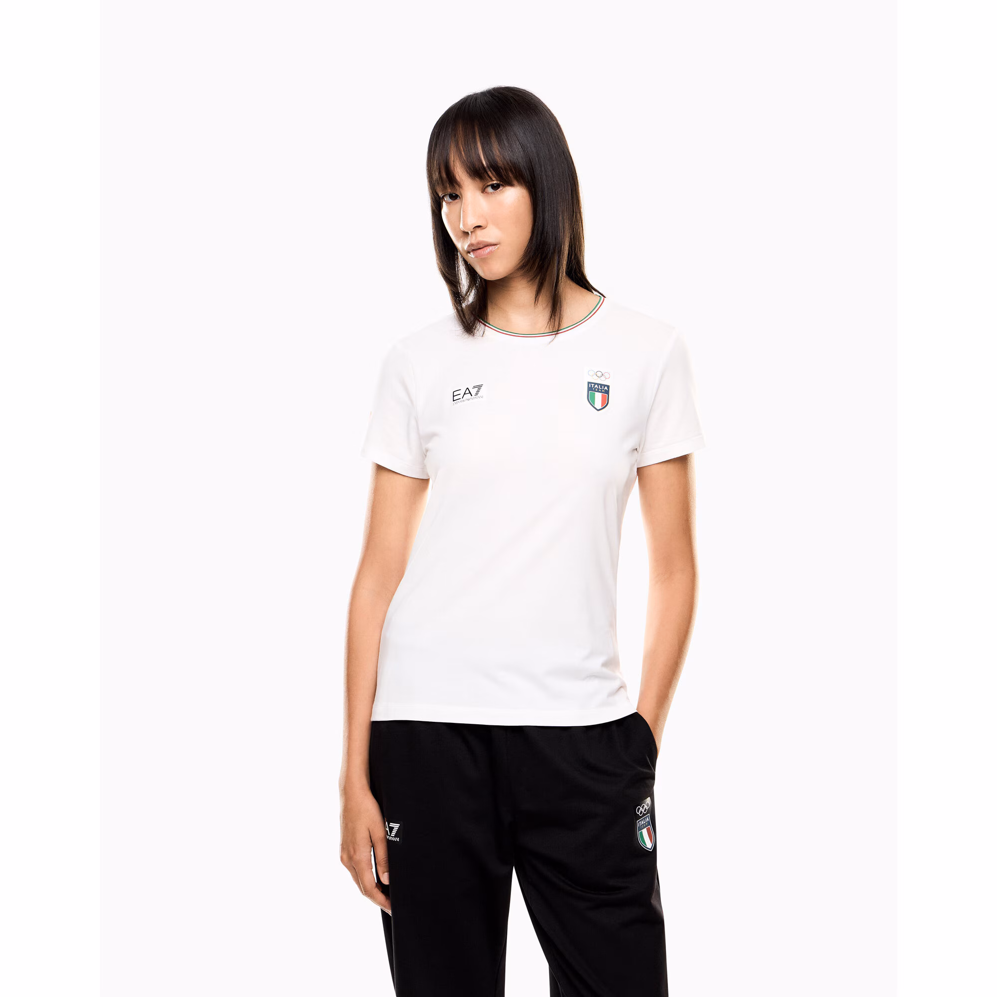 Team Italy EA7 Emporio Armani T-Shirt - White - Womens
